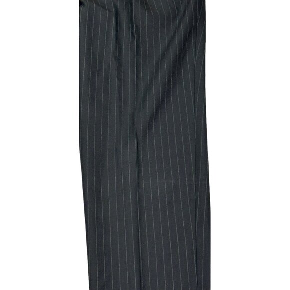 Mens Trousers England Tasmanian Wool Cashmere Black Pinstripe Pants Work - Picture 6 of 16
